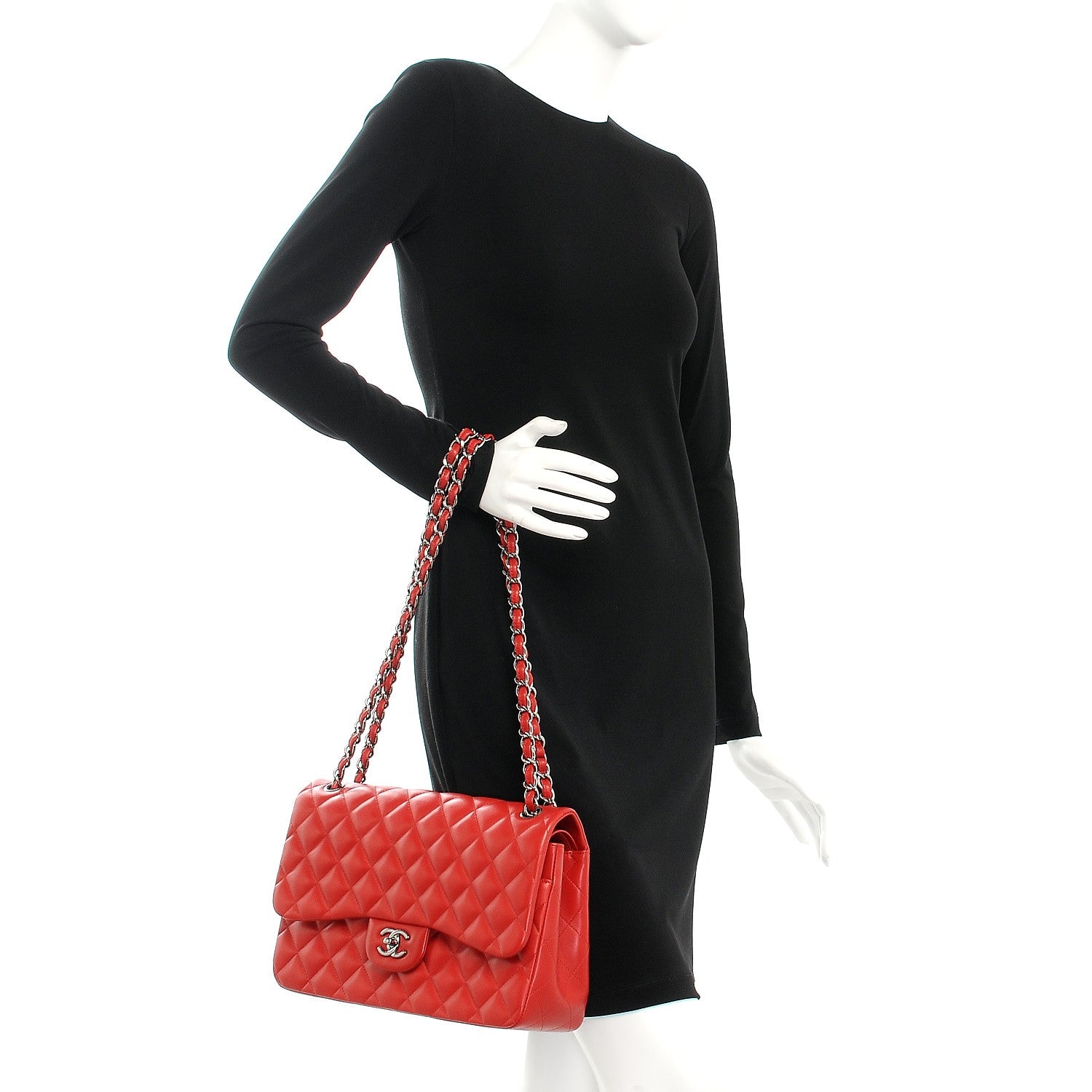 Chanel Lambskin Quilted Jumbo Double Flap Red 3 of 10