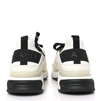 Chanel Velvet Calfskin Mixed Fibers CC Sneakers 40 Ivory Black 5 of 8