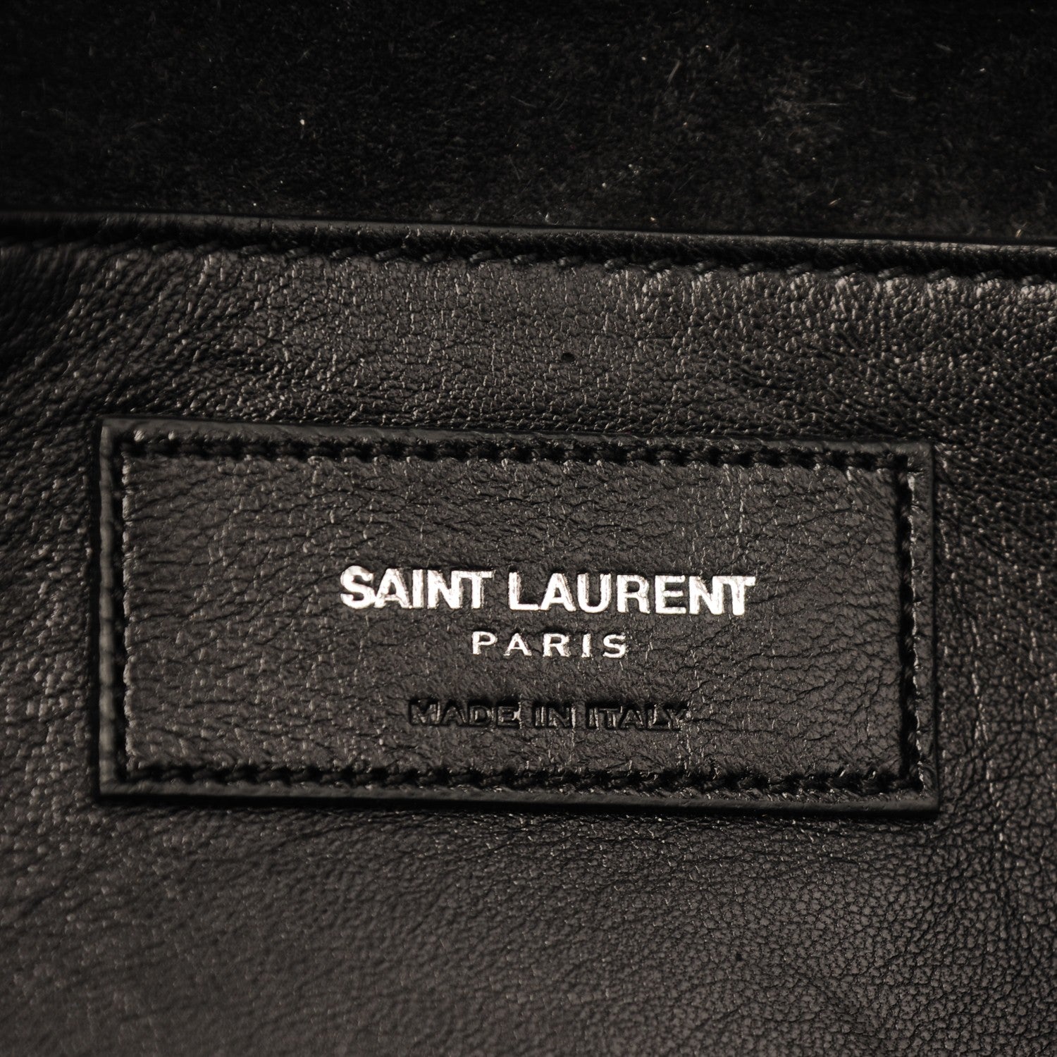 Saint Laurent Calfskin Crocodile Embossed Classic Monogram Tassel Clutch Black 6 of 7
