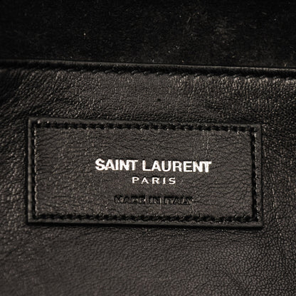 Saint Laurent Calfskin Crocodile Embossed Classic Monogram Tassel Clutch Black 6 of 7