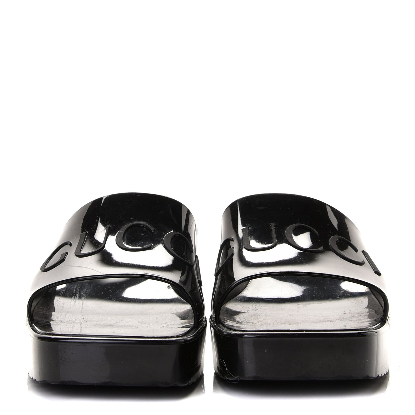 Rubber Gucci Logo Womens Platform 20/60mm Slide Sandals 39 Black