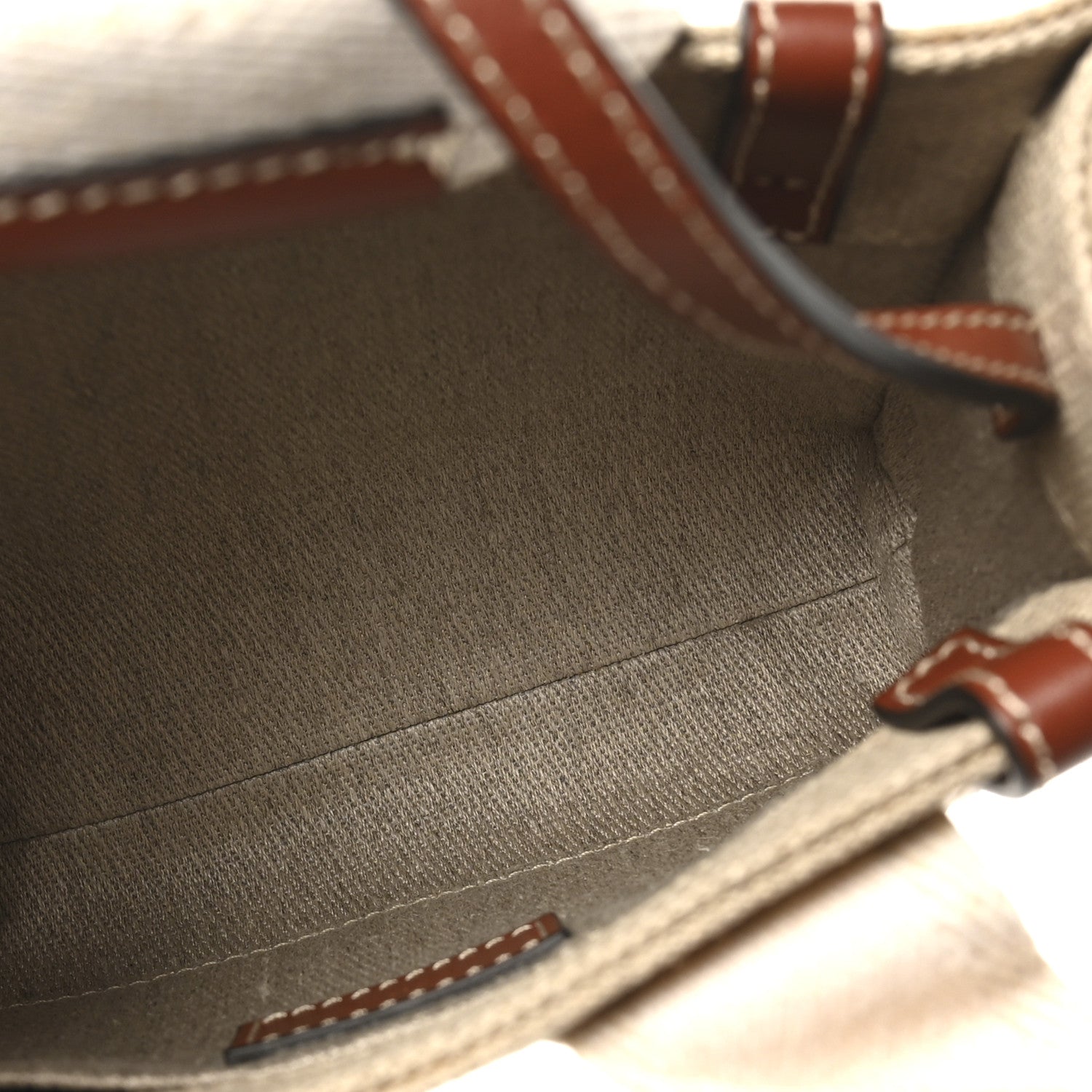 Chloe Linen Calfskin Mini Woody Ribbon Tote White Brown 5 of 9