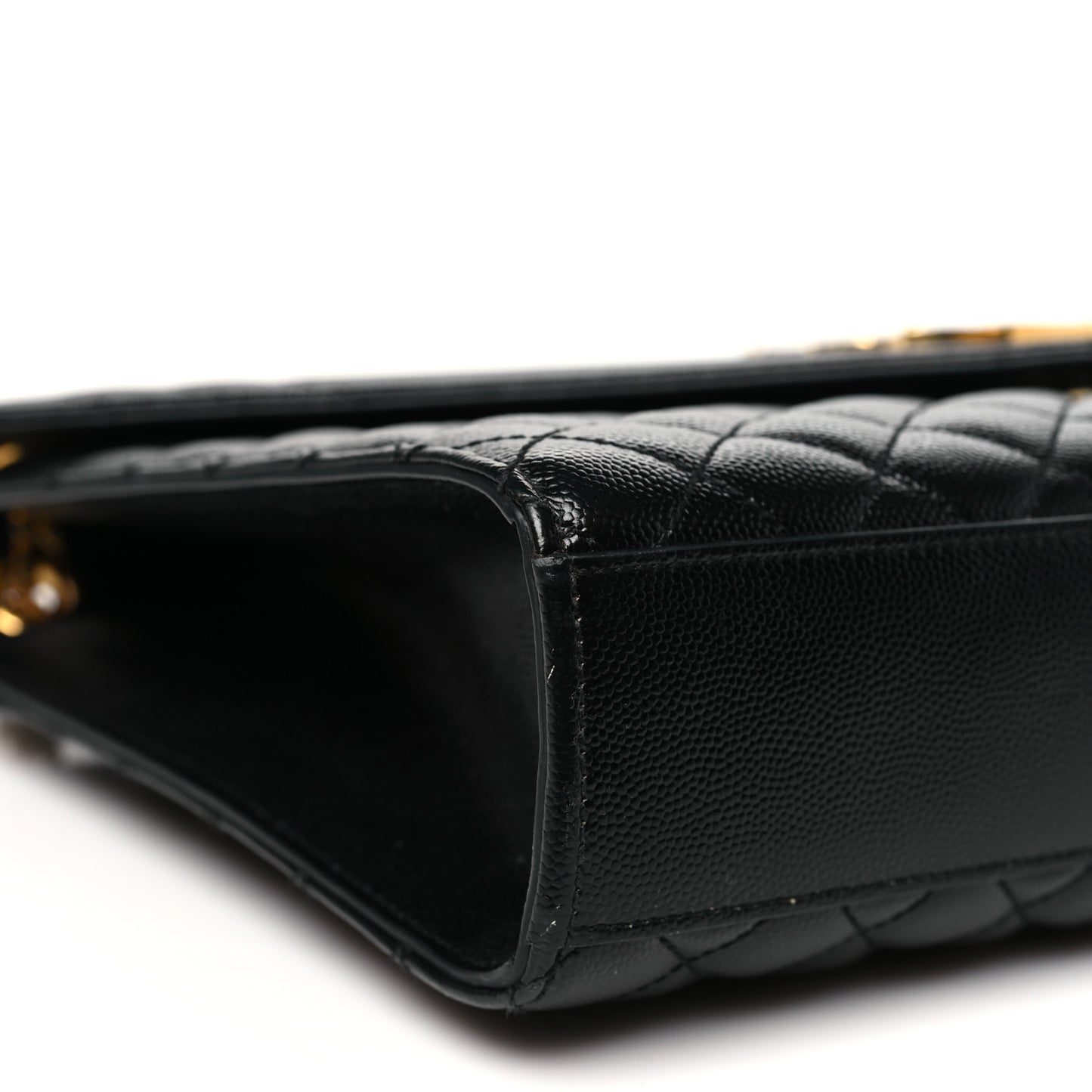 Grain De Poudre Textured Mixed Matelasse Large Triquilt Monogram Satchel Black