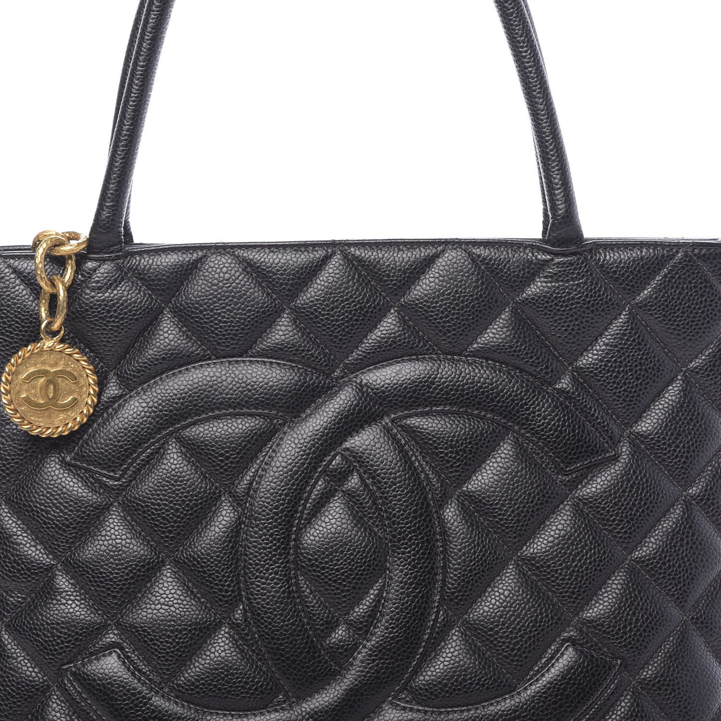 Caviar Quilted Medallion Tote Black