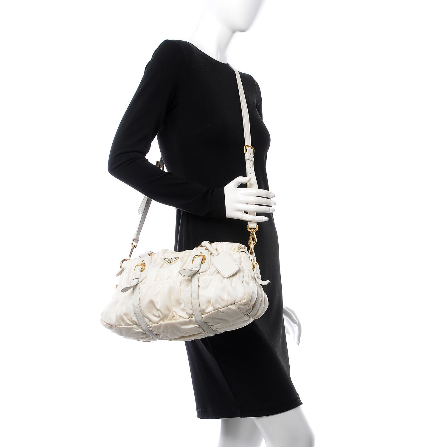 Prada Tessuto Nylon Gaufre Shopping Satchel White 3 of 16