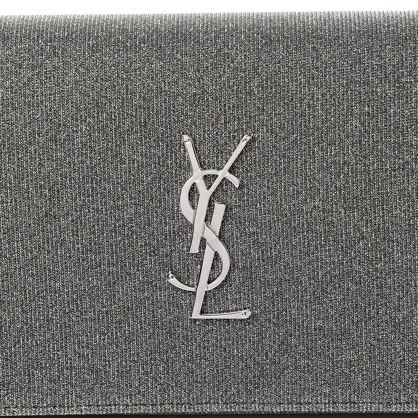 Metallic Sparkle Fabric Monogram Chain Wallet Anthracite