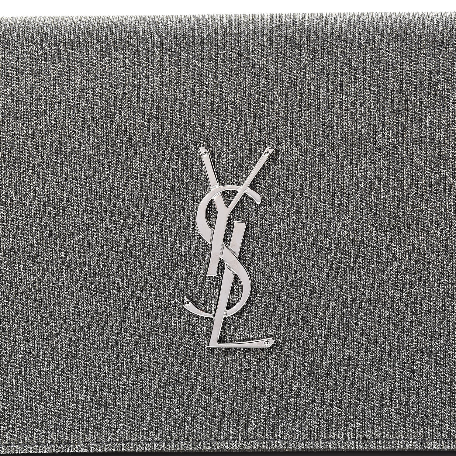 Saint Laurent Metallic Sparkle Fabric Monogram Chain Wallet Anthracite 9 of 9