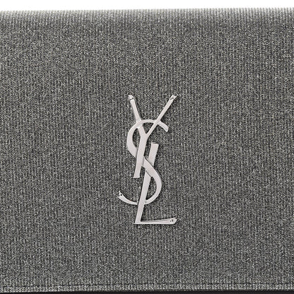 Saint Laurent Metallic Sparkle Fabric Monogram Chain Wallet Anthracite 9 of 9
