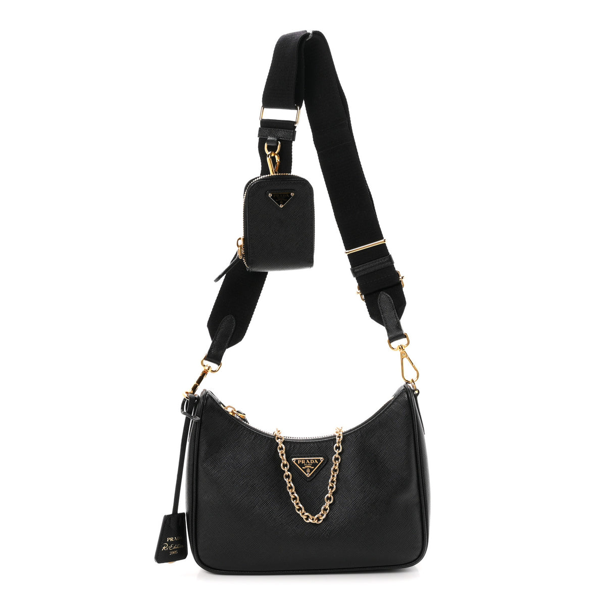 Saffiano Lux Re-Edition 2005 Shoulder Bag Black