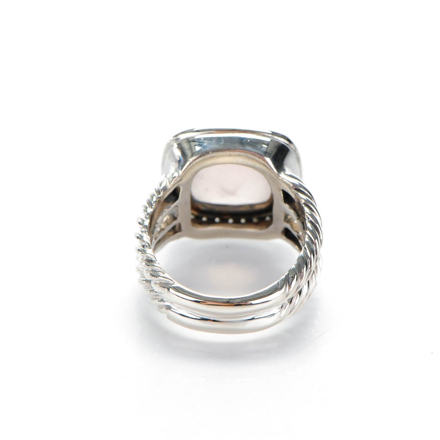 Sterling Silver Diamond Rose Quartz 11mm Albion Ring 53 6.5