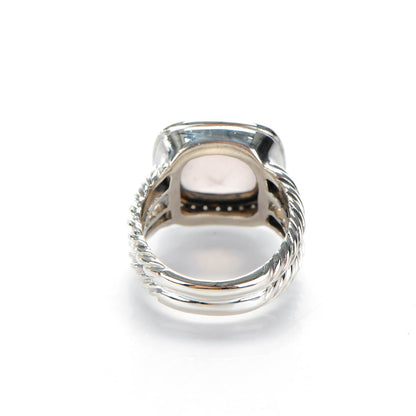 David Yurman Sterling Silver Diamond Rose Quartz 11mm Albion Ring 53 6.5 3 of 4
