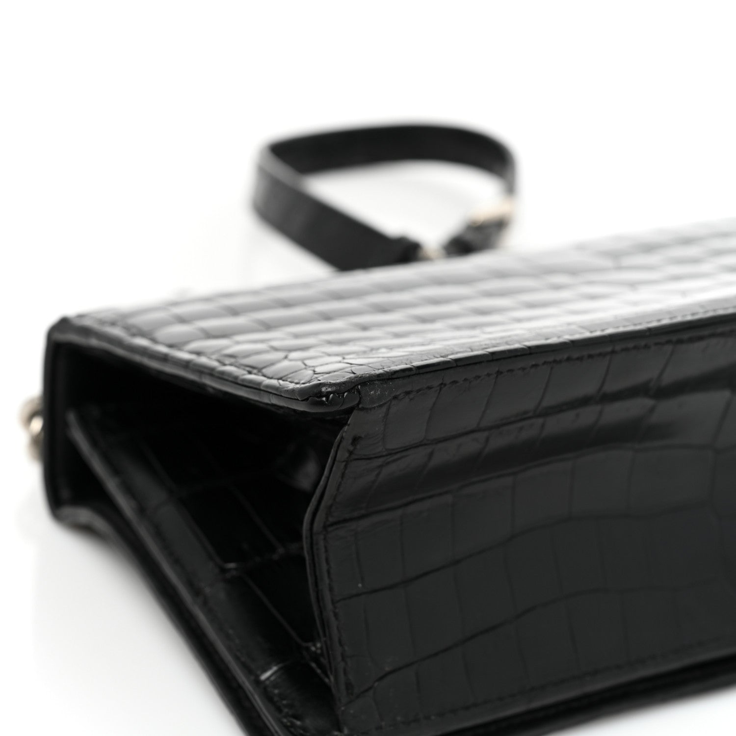 Christian Dior Calfskin Crocodile Embossed Small Diorama Flap Bag Black 12 of 20