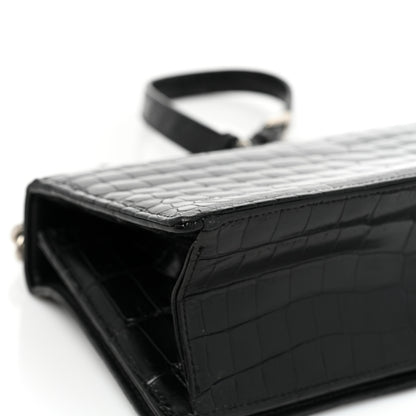 Christian Dior Calfskin Crocodile Embossed Small Diorama Flap Bag Black 12 of 20