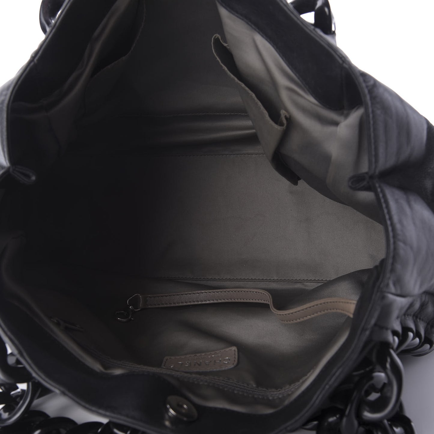 Calfskin Modern Chain Rhodoid East West Tote Black