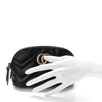Gucci Calfskin Matelasse GG Marmont Pouch Cosmetic Case Black 2 of 7