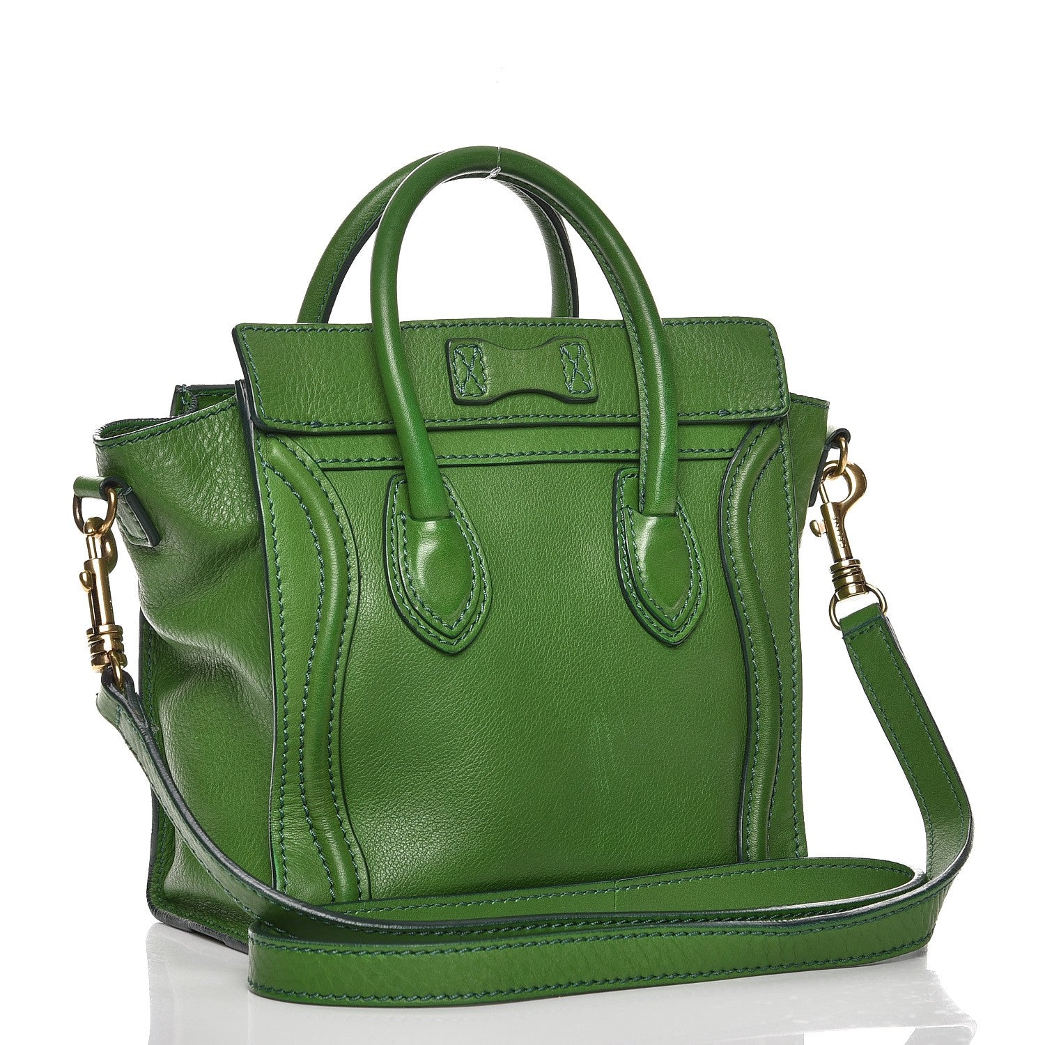 Celine Smooth Calfskin Nano Luggage Green 4 of 12