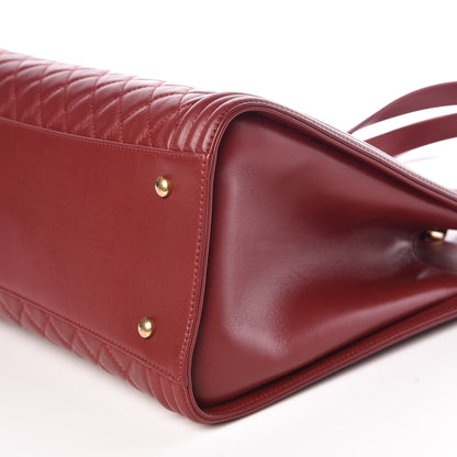 Chanel Lambskin Quilted Boy Shopping Tote Dark Red 9 of 10