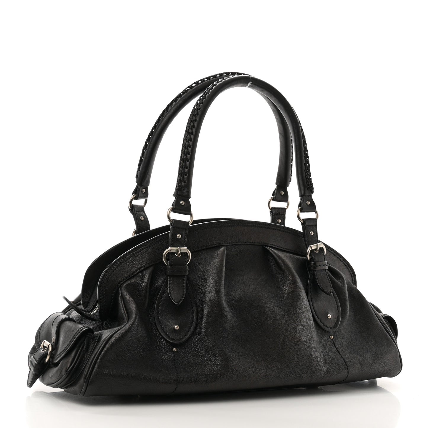 Calfskin My Dior Frame Pocket Satchel Black