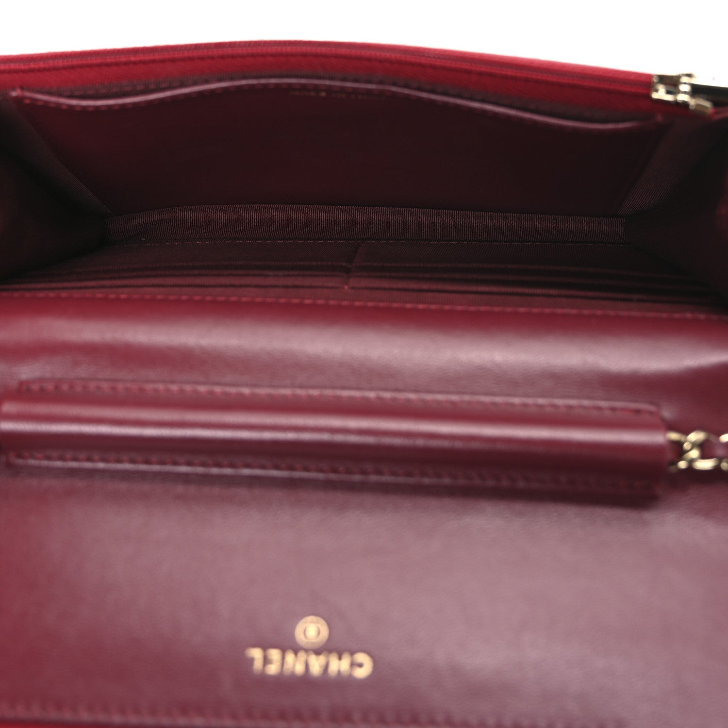Chanel Lambskin Quilted Wallet On Chain WOC Dark Red 5 of 14