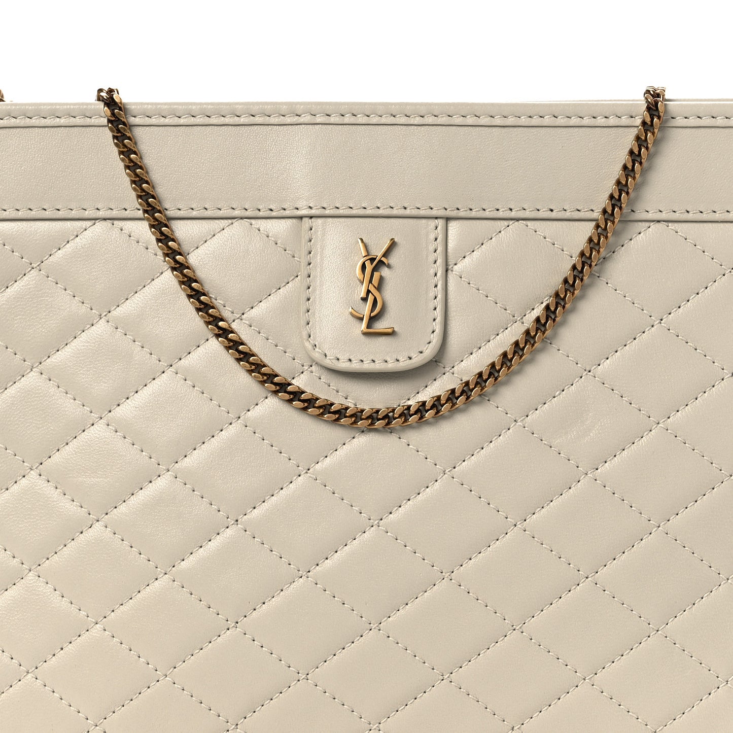 Lambskin Quilted Monogram Baby Victoire Chain Clutch Blanc Vintage