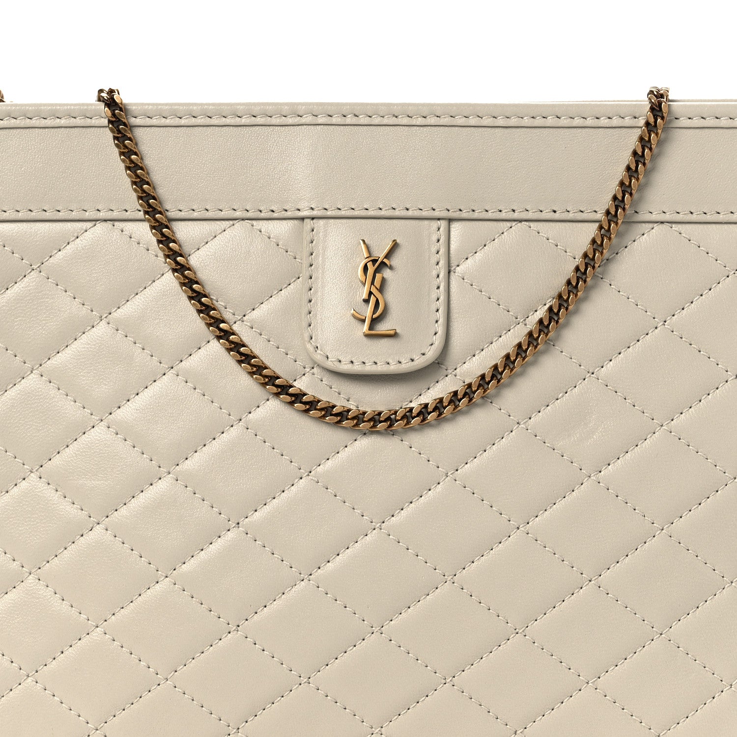Saint Laurent Lambskin Quilted Monogram Baby Victoire Chain Clutch Blanc Vintage 8 of 10