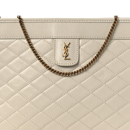 Saint Laurent Lambskin Quilted Monogram Baby Victoire Chain Clutch Blanc Vintage 8 of 10