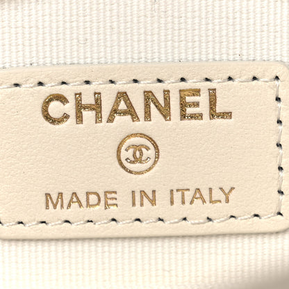 Chanel Caviar Quilted Round Handle With Care Vanity With Chain White 6 of 12