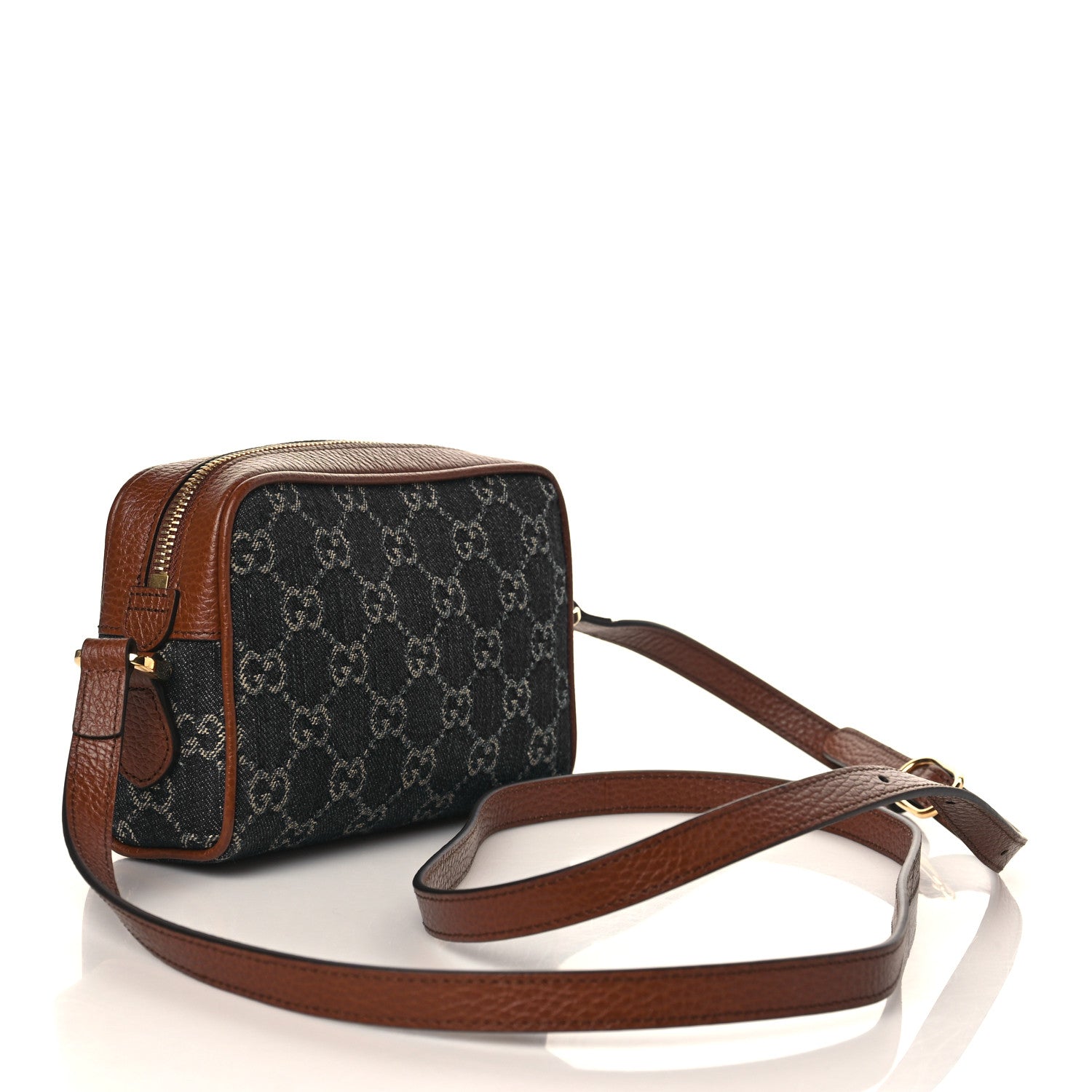 Gucci New Denim GG Monogram Dollar Calfskin Mini Ophidia Shoulder Bag Blue Tea Cuir Epilog 3 of 9