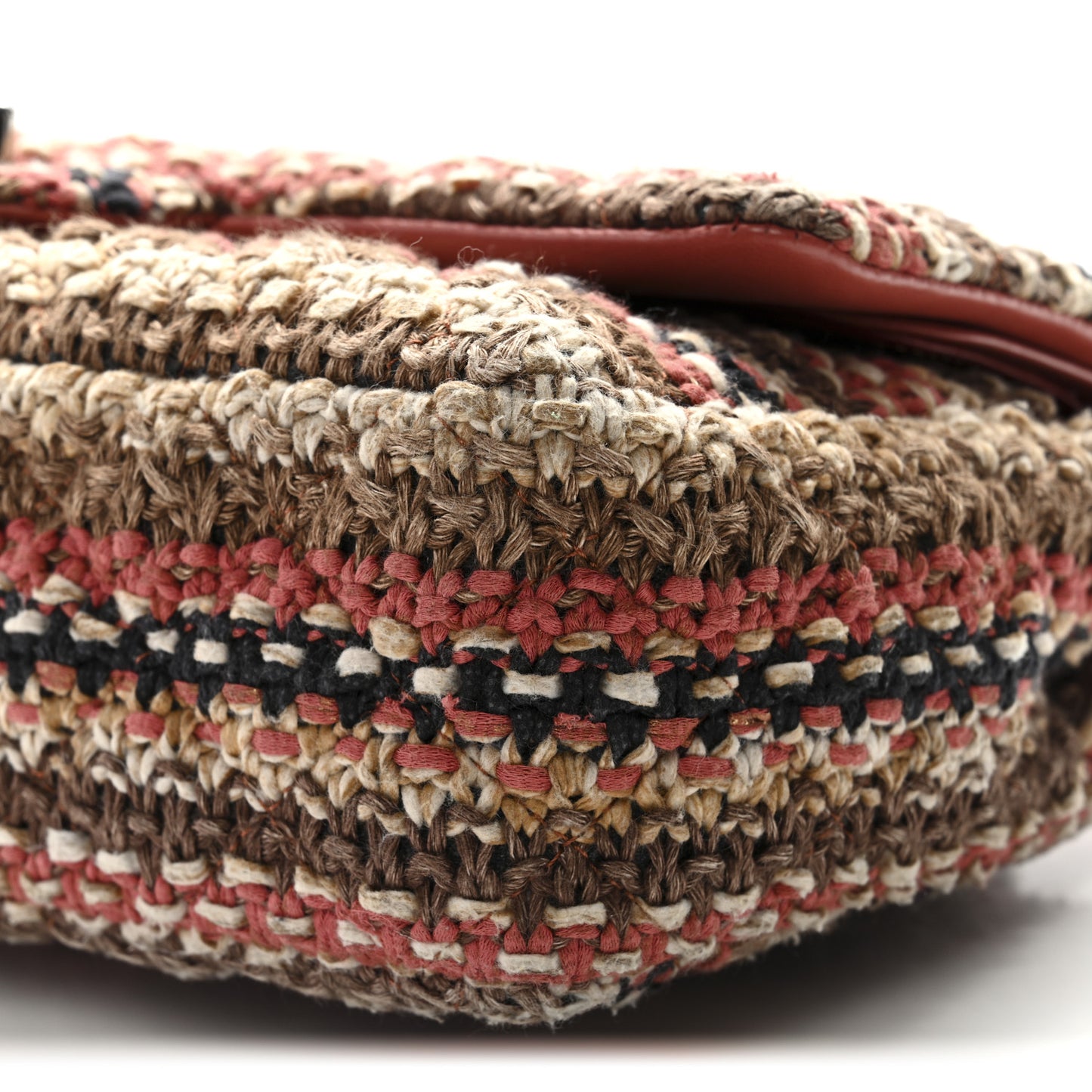 Tweed Quilted Medium Double Flap Beige Multicolor