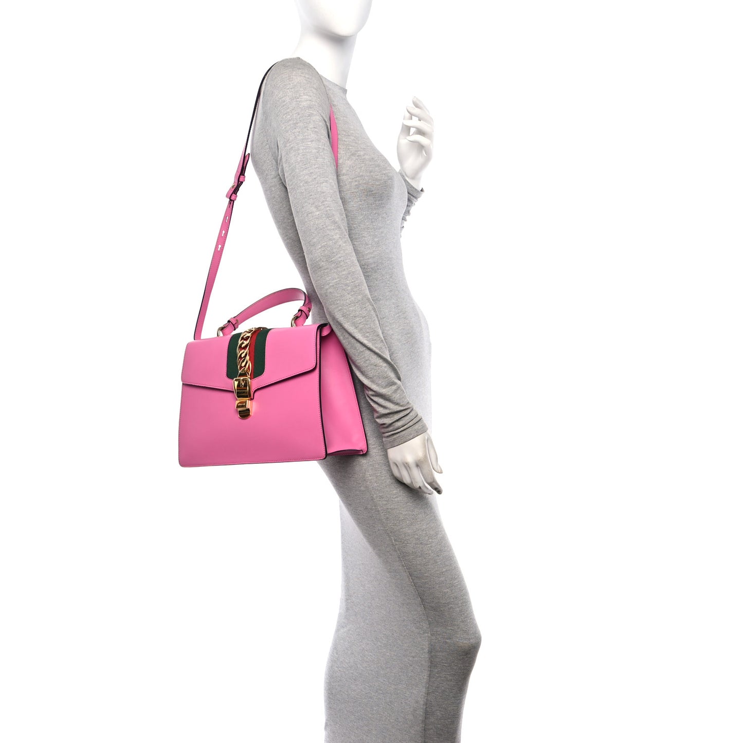 Vitello Fontanella Web Medium Sylvie Top Handle Bag Pink Tropical Flower