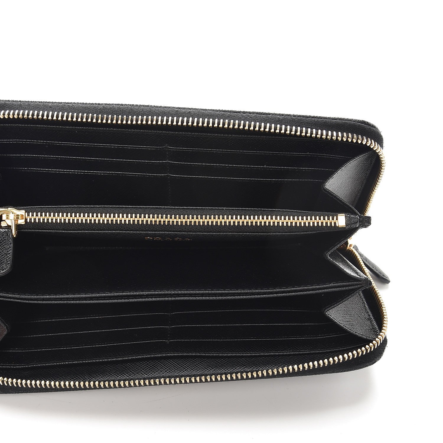 Prada Saffiano Metal Zip Around Wallet Nero Black 5 of 7