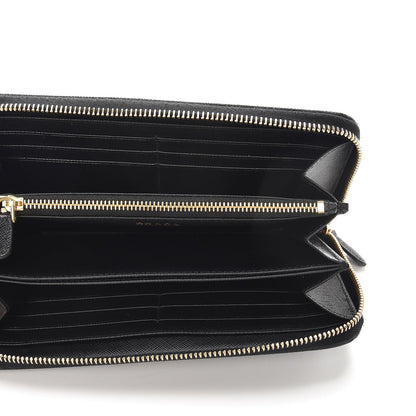 Prada Saffiano Metal Zip Around Wallet Nero Black 5 of 7