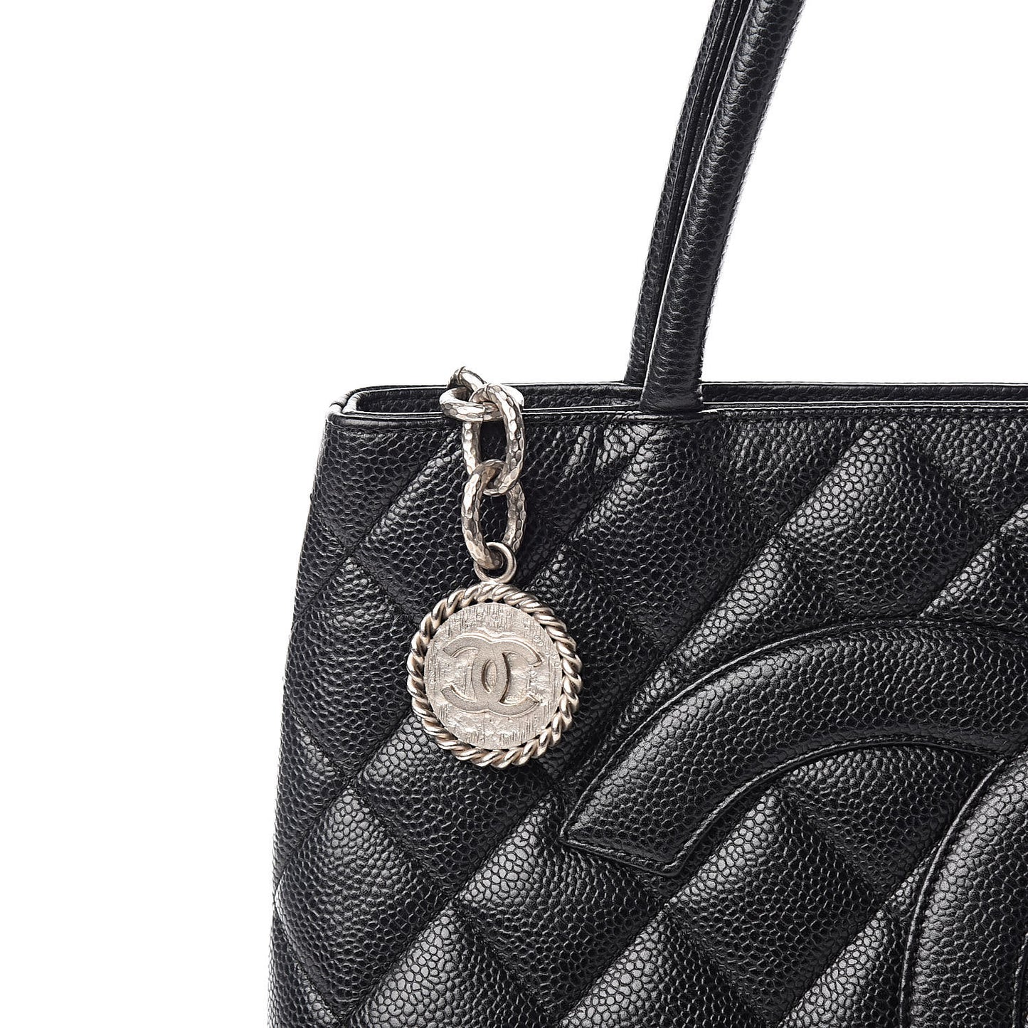Caviar Quilted Medallion Tote Black
