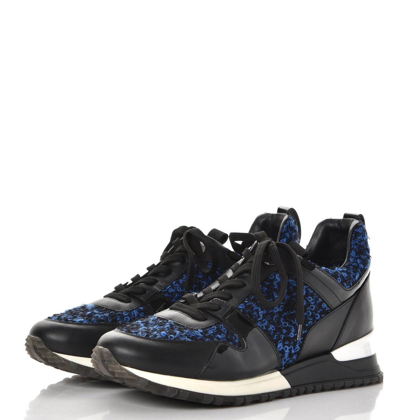 Calfskin Tweed Run Away Sneakers 37.5 Blue