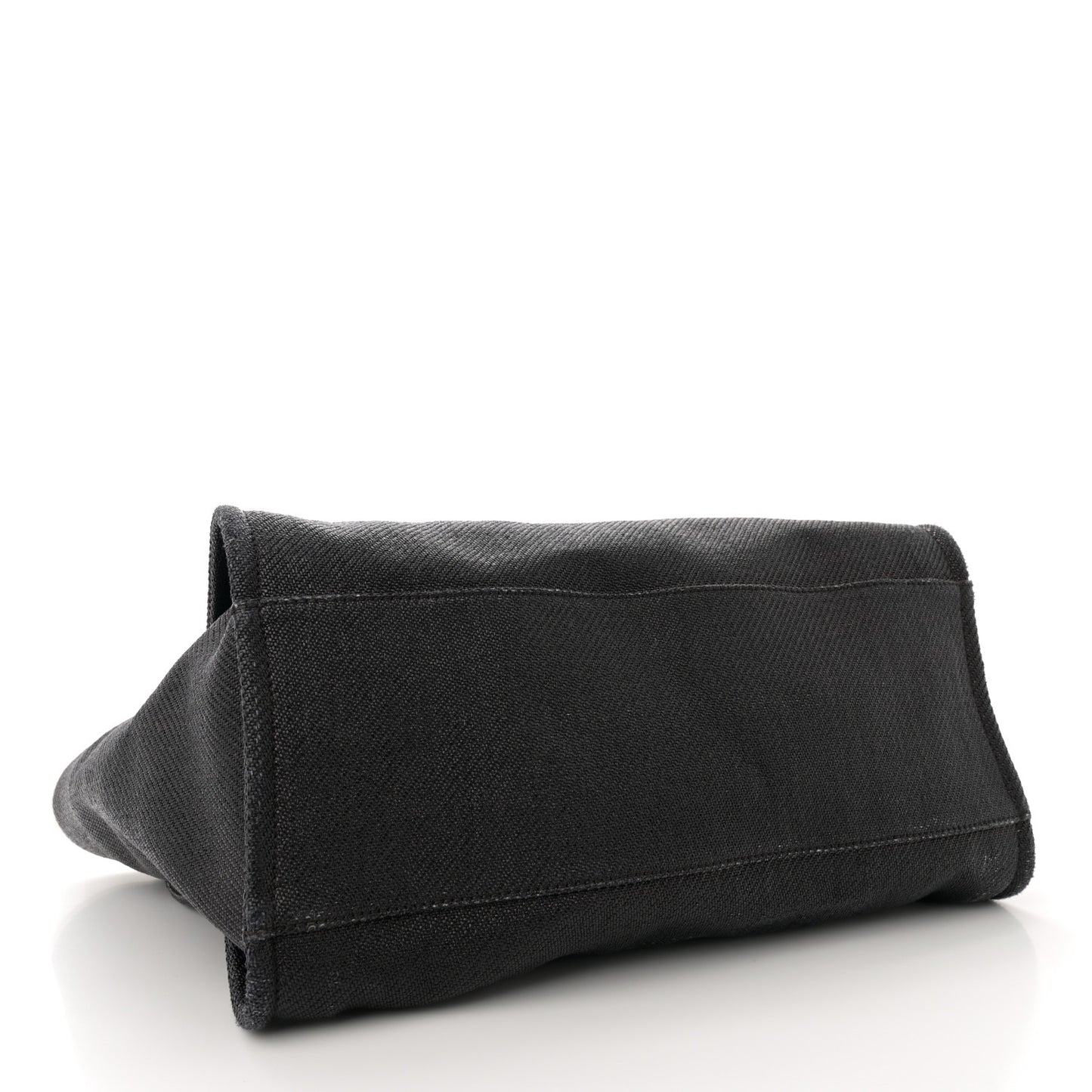 Woven Straw Raffia Medium Deauville Tote Black White