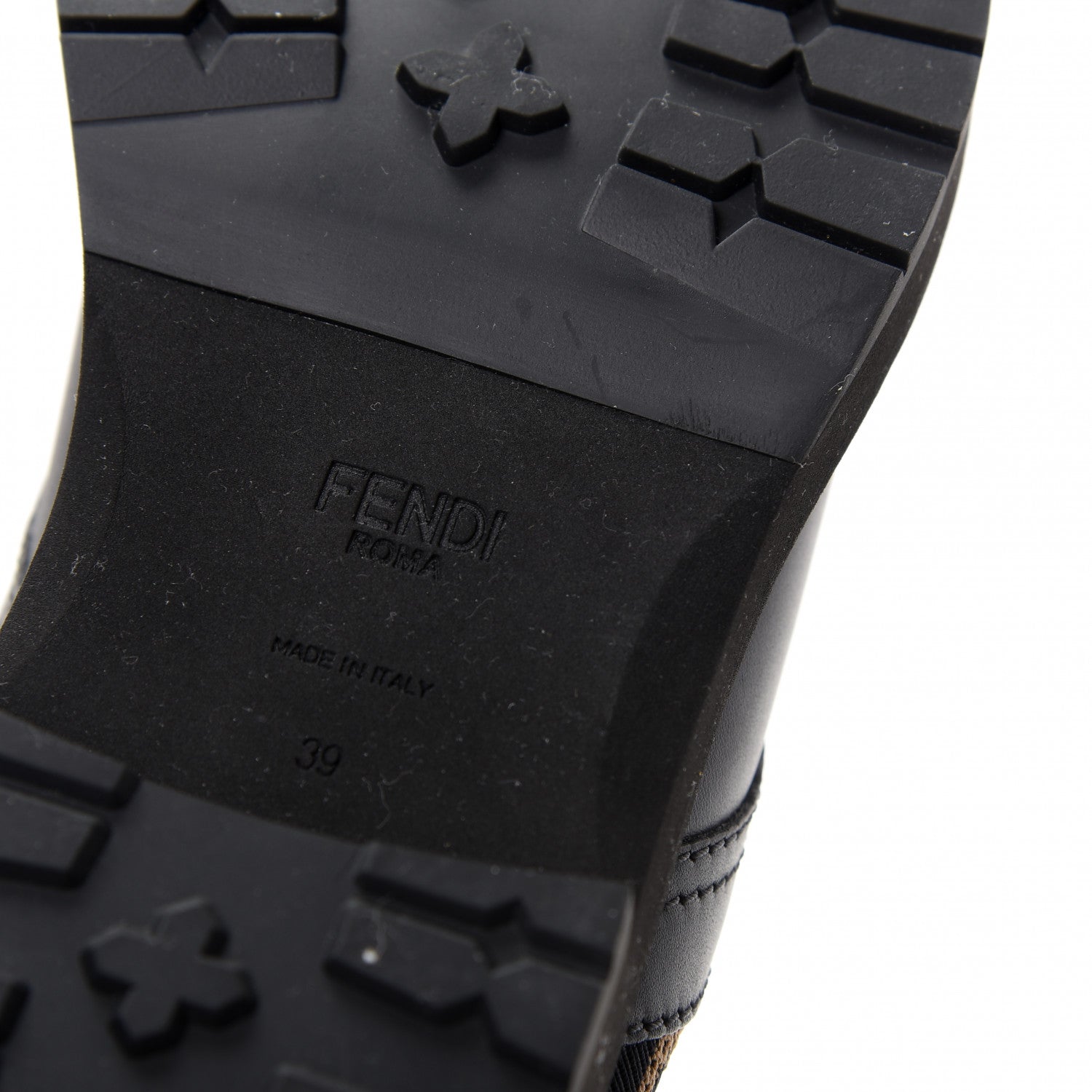 Fendi Calfskin Stretch Fabric FF Rockoko Biker Boots 39 Black Tobacco 8 of 8