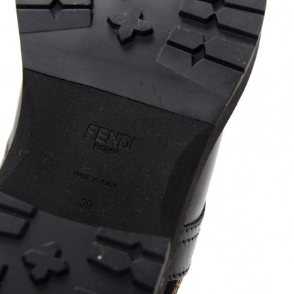 Fendi Calfskin Stretch Fabric FF Rockoko Biker Boots 39 Black Tobacco 8 of 8