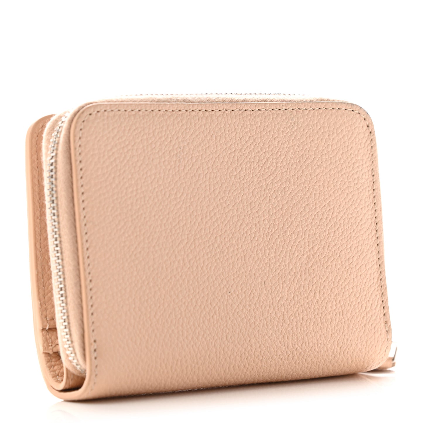 Grained Calfskin Rive Gauche Compact Zip Around Wallet Nude