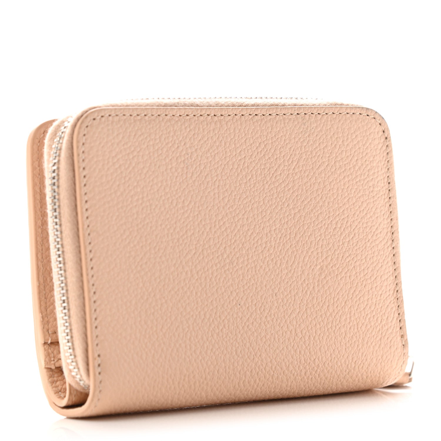 Saint Laurent Grained Calfskin Rive Gauche Compact Zip Around Wallet Nude 3 of 9