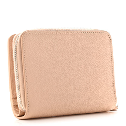 Saint Laurent Grained Calfskin Rive Gauche Compact Zip Around Wallet Nude 3 of 9