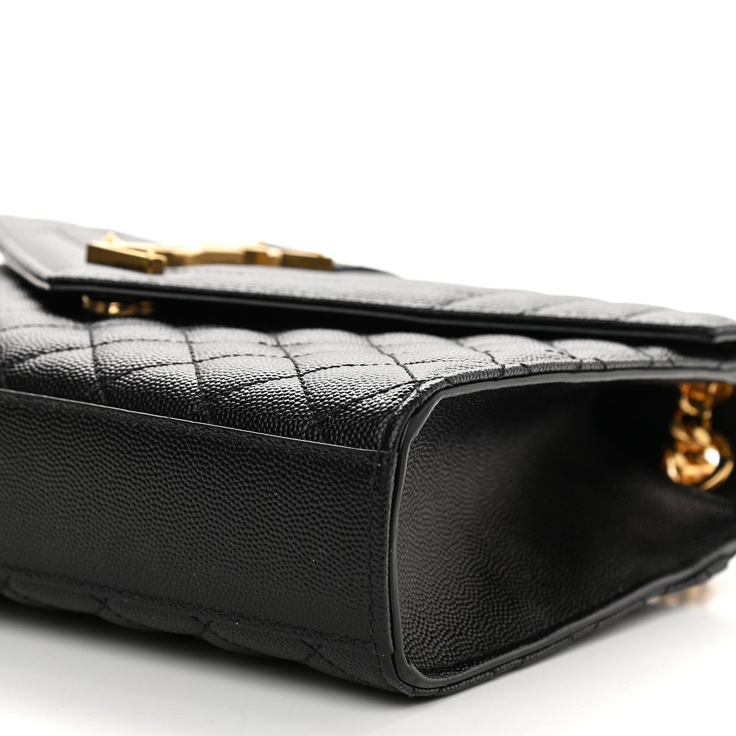 Saint Laurent Grain De Poudre Textured Mixed Matelasse Triquilt Medium Monogram Satchel Black 8 of 9