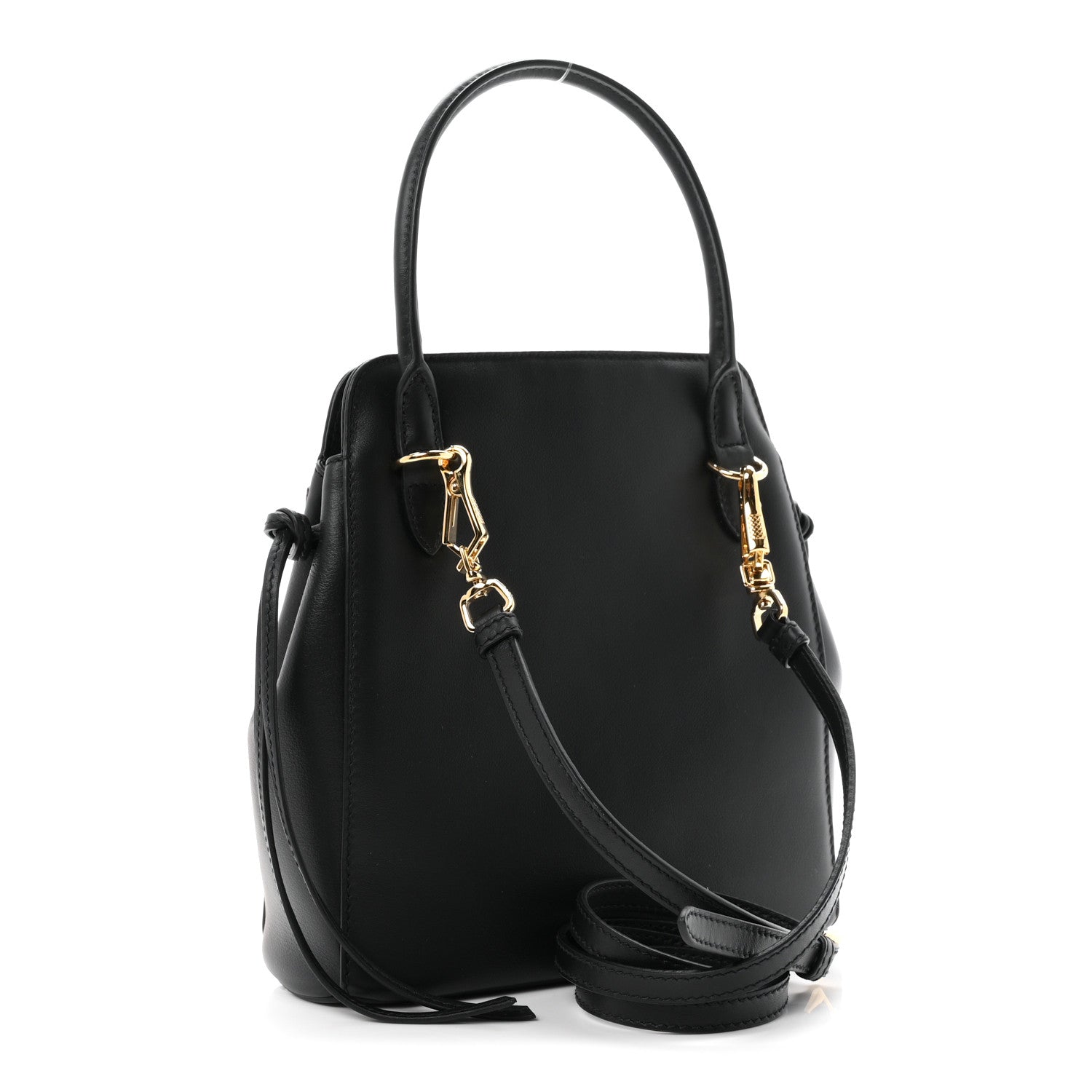 Prada Calfskin Mini Carry Shoulder Bag Black 3 of 11