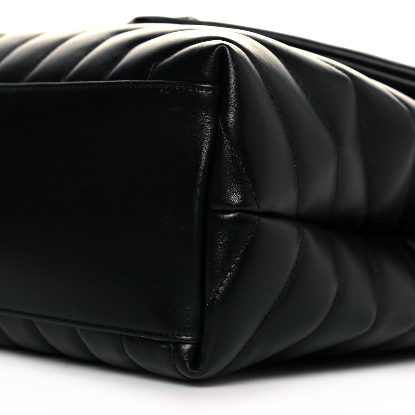 Calfskin Y Quilted Monogram Medium Loulou Chain Satchel Black