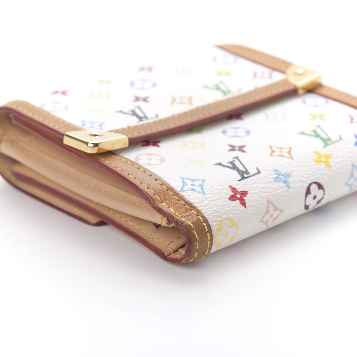 Louis Vuitton Monogram Multicolor Porte-Monnaie Billets Wallet White 6 of 10