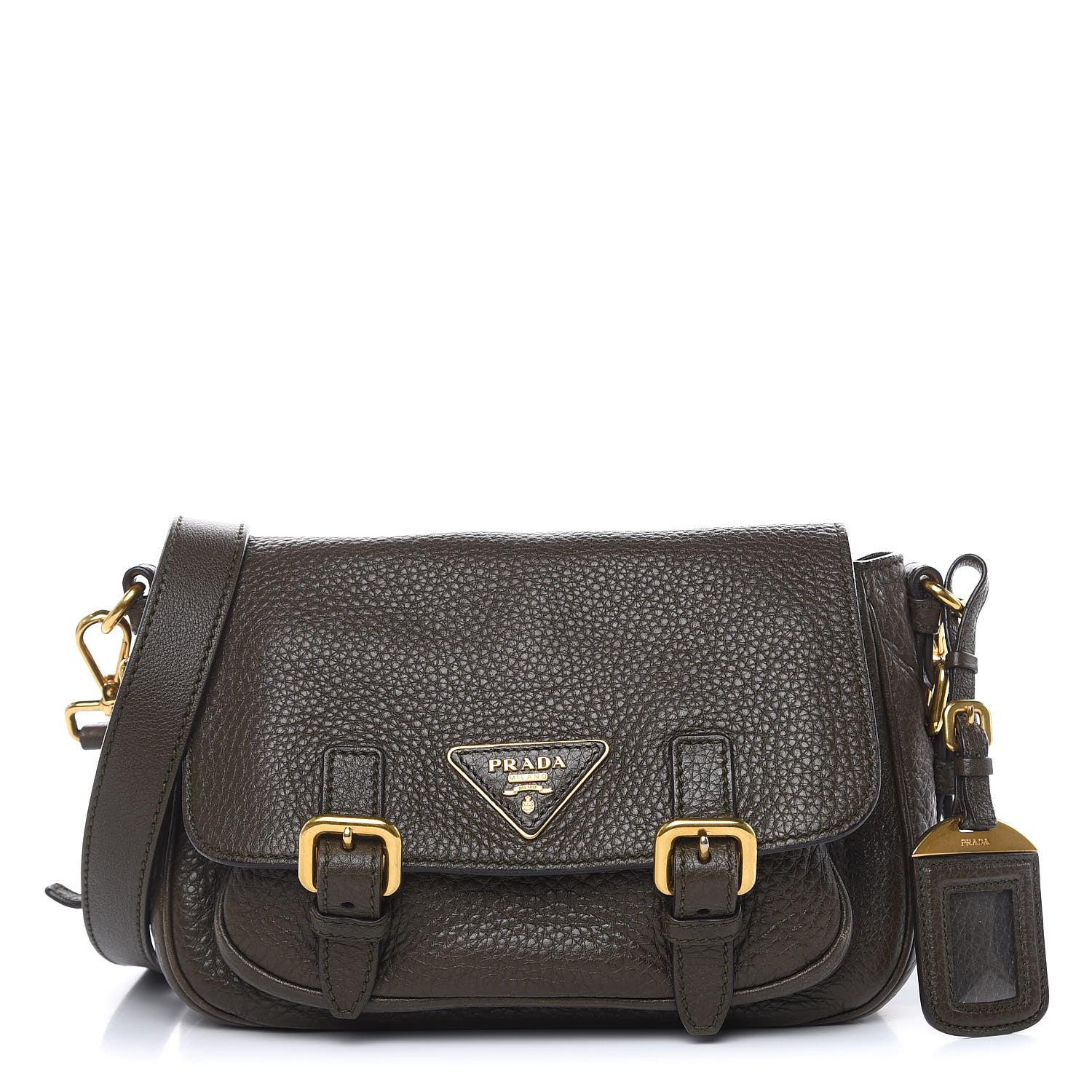 Prada Vitello Daino Messenger Bag Militare 1 of 12