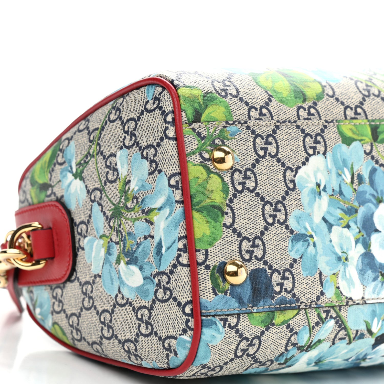 Gucci GG Supreme Monogram Blooms Small Boston Beige Blue Navy Hibiscus Red 8 of 9