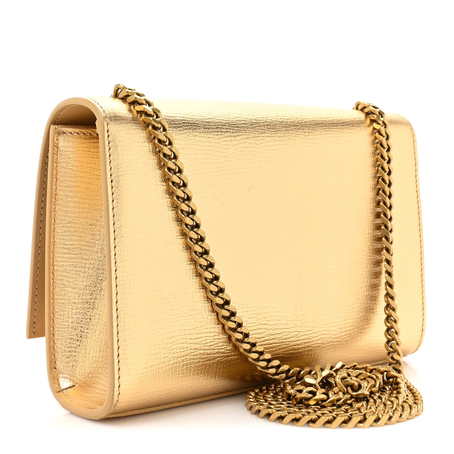 Metallic Calfskin Small Classic Monogram Kate Tassel Satchel Gold