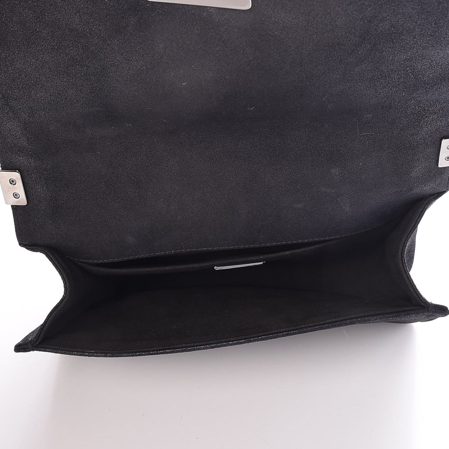 Patent Iridescent Calfskin Sequin Medium Boy Flap Bag Black