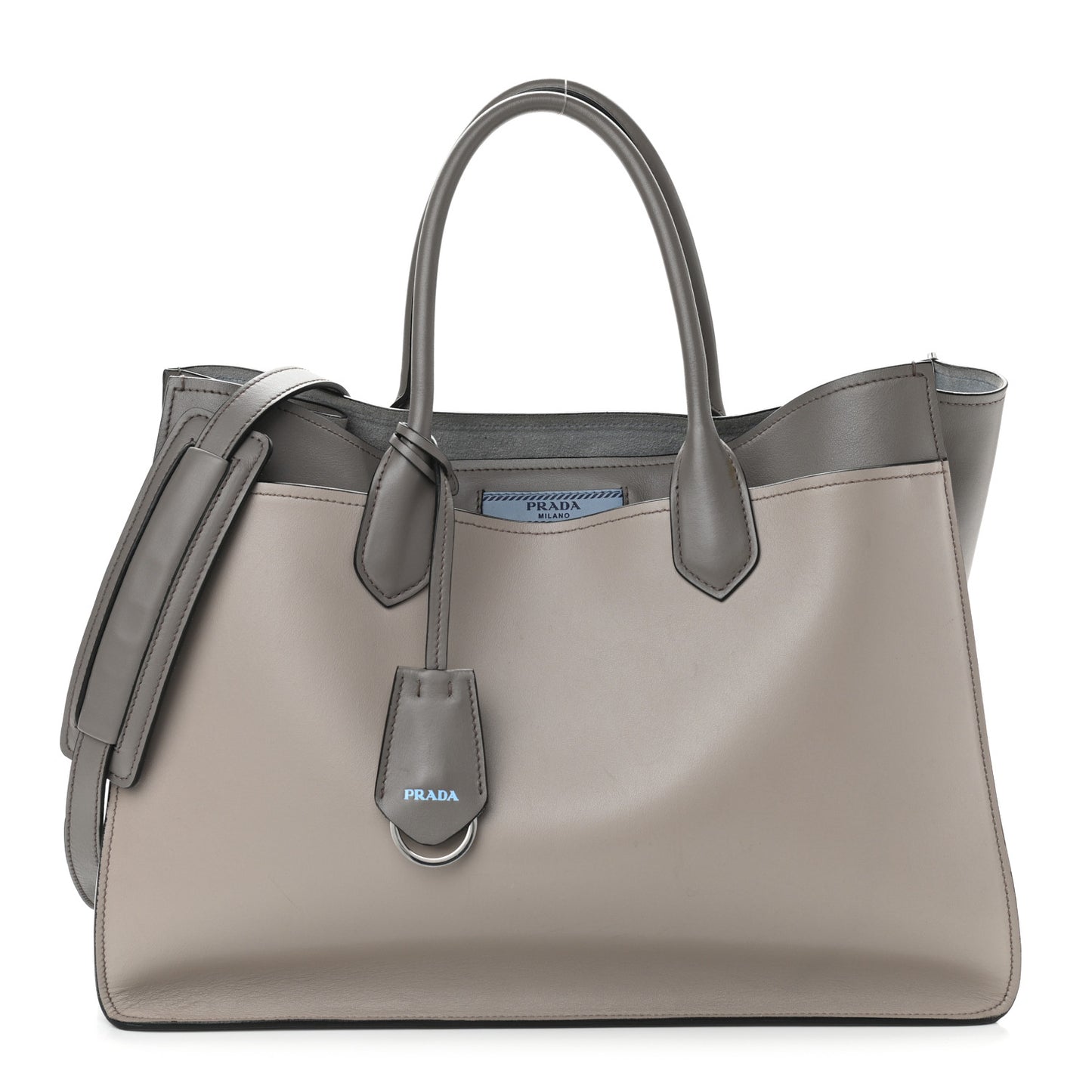 City Calfskin Large Etiquette Tote Light Grey