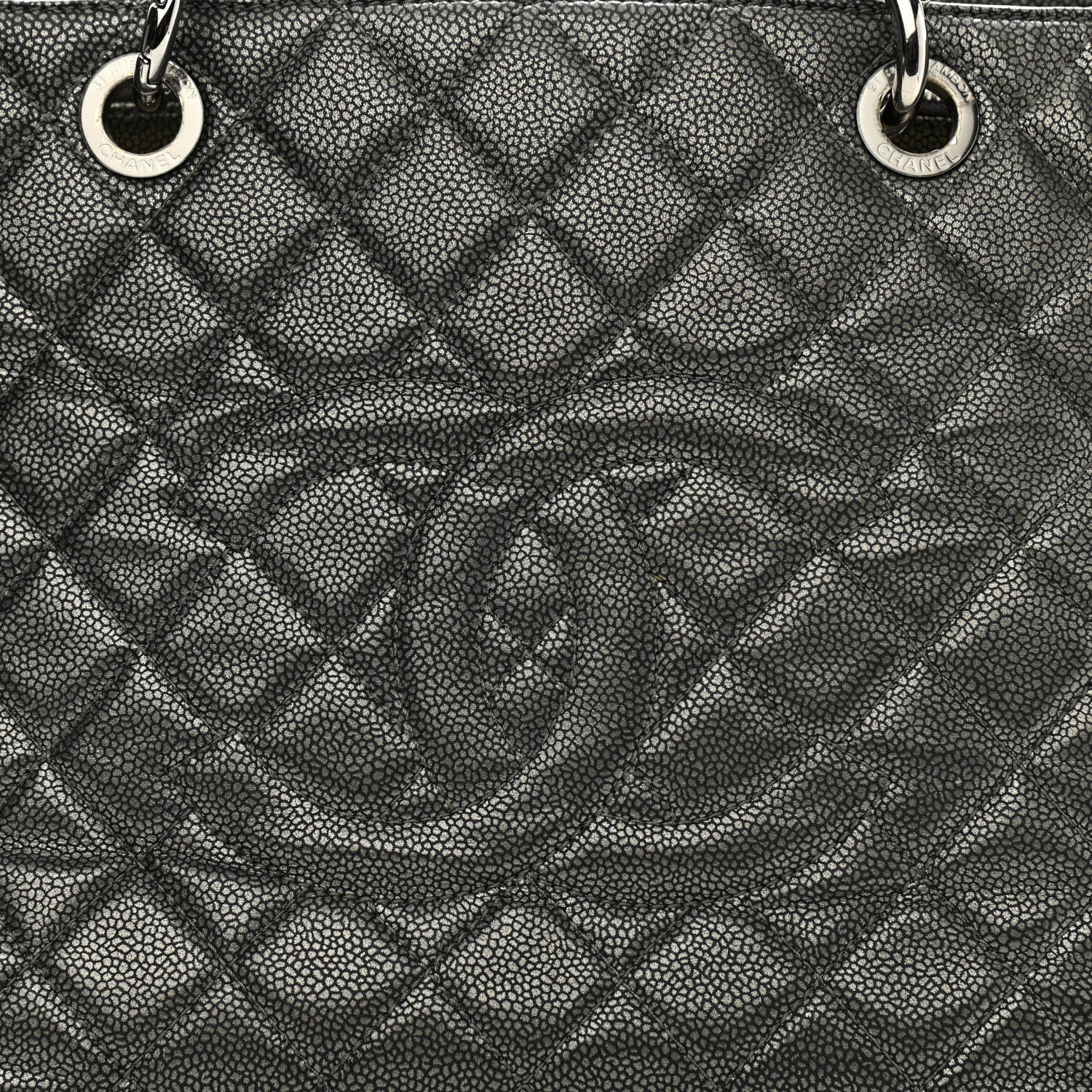Chanel Metallic Caviar Quilted Grand Shopping Tote GST Dark Silver 11 of 14